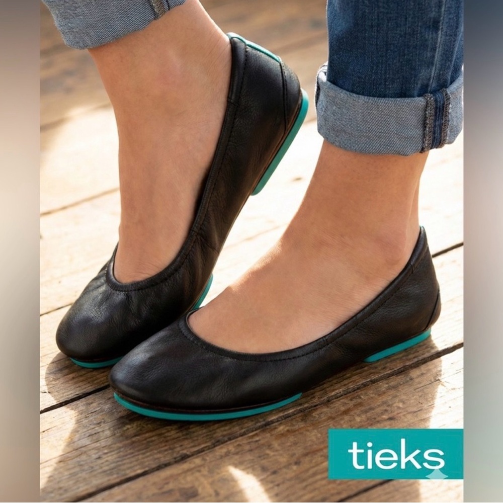 Tieks matte black‎  leather ballet flat size 7 note  photos